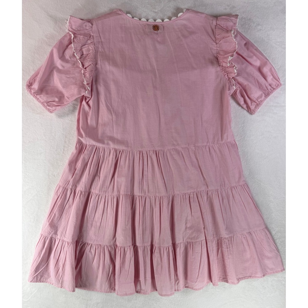 Simply Southern Ric-Rac Tiered Babydoll Dress Women M Pink Boho Ruffle Flowy NWT - Picture 14 of 16